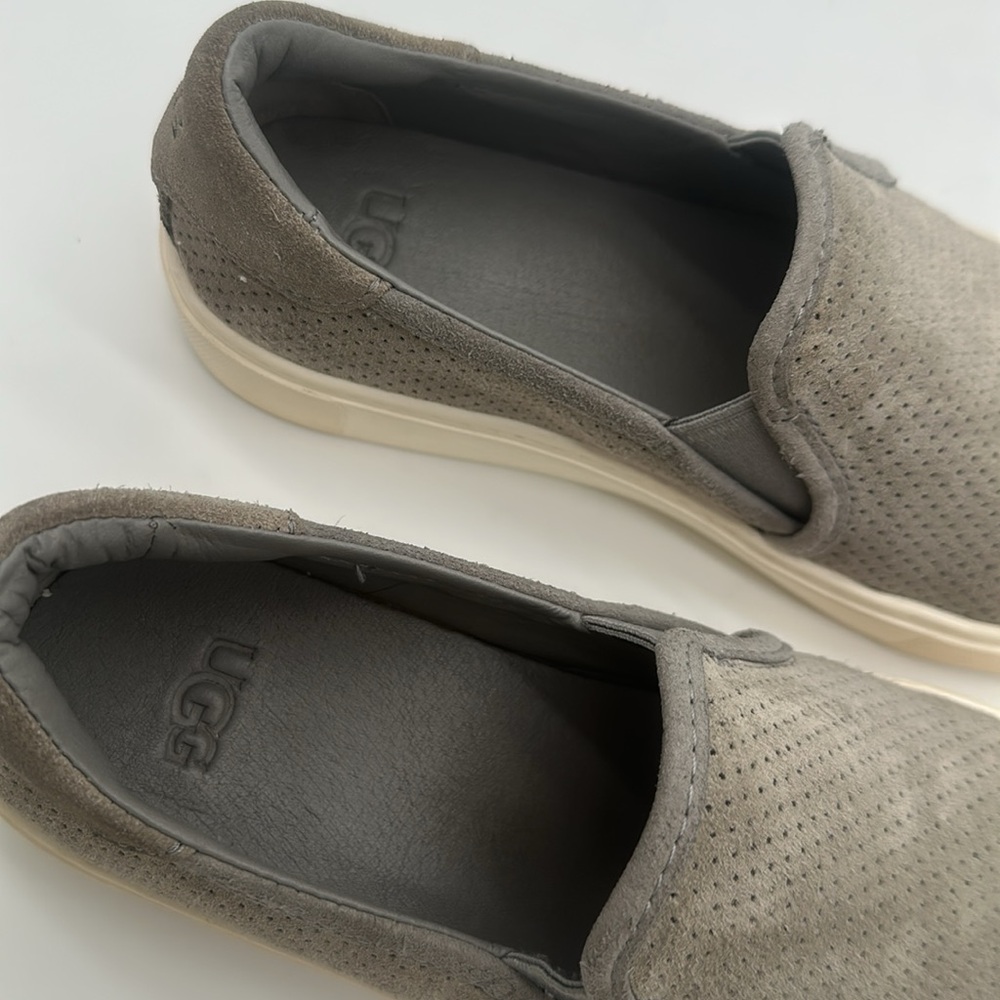 UGG Shoes Women 6.5 Abies Perforated Platform Slip On Sneaker 1108631 Gray Suede - Picture 13 of 14